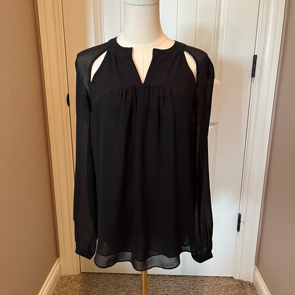 STATE Tops - STATE Elegant Black Blouse with Shoulder Cut-Outs